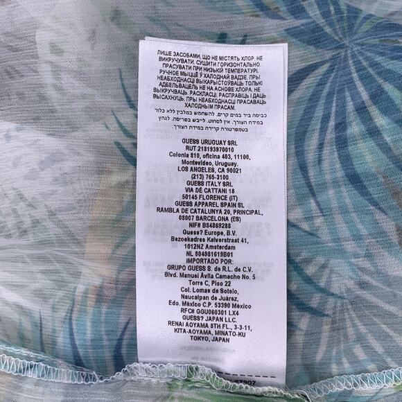 Guess NWT Charisse Chiffon Blouse Long Sleeve Tropical Print High Low Size M - Picture 14 of 14